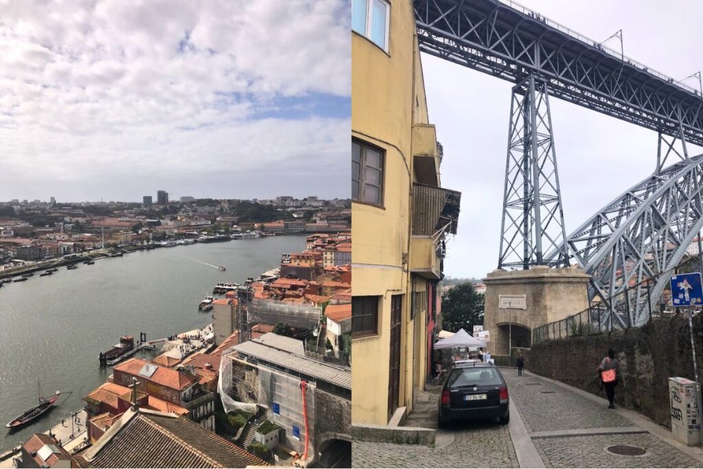 A panoramic view of the Douro River in Porto, framed by colorful buildings and traditional boats. The scene showcases Porto's picturesque beauty, ideal for anyone wondering, "Is Porto Portugal worth visiting?"